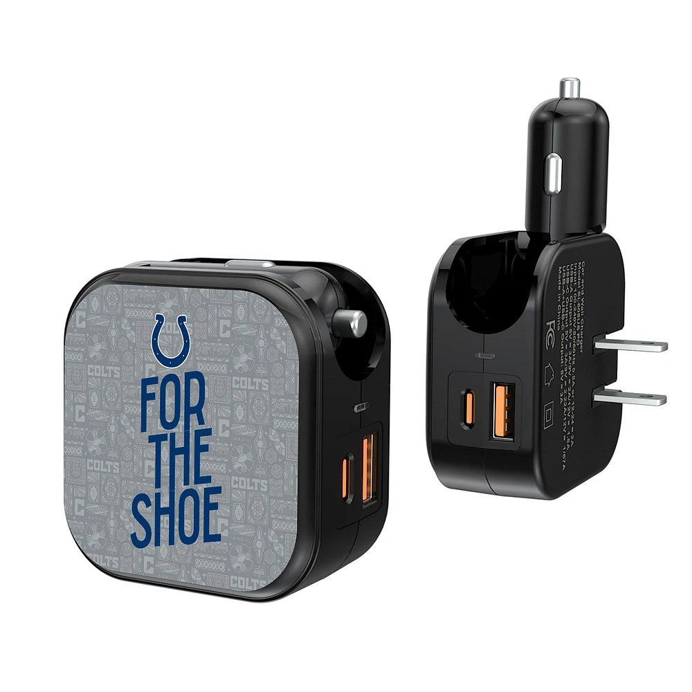 Keyscaper Black Indianapolis Colts 2-In-1 USB A/C Charger