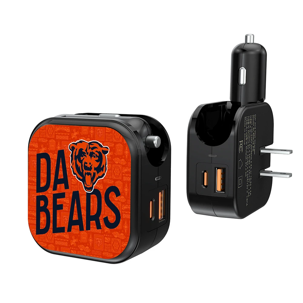 Keyscaper Black Chicago Bears 2-In-1 USB A/C Charger