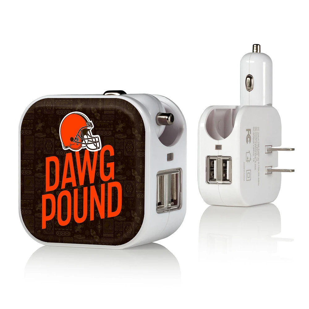 Keyscaper White Cleveland Browns 2-In-1 USB Charger