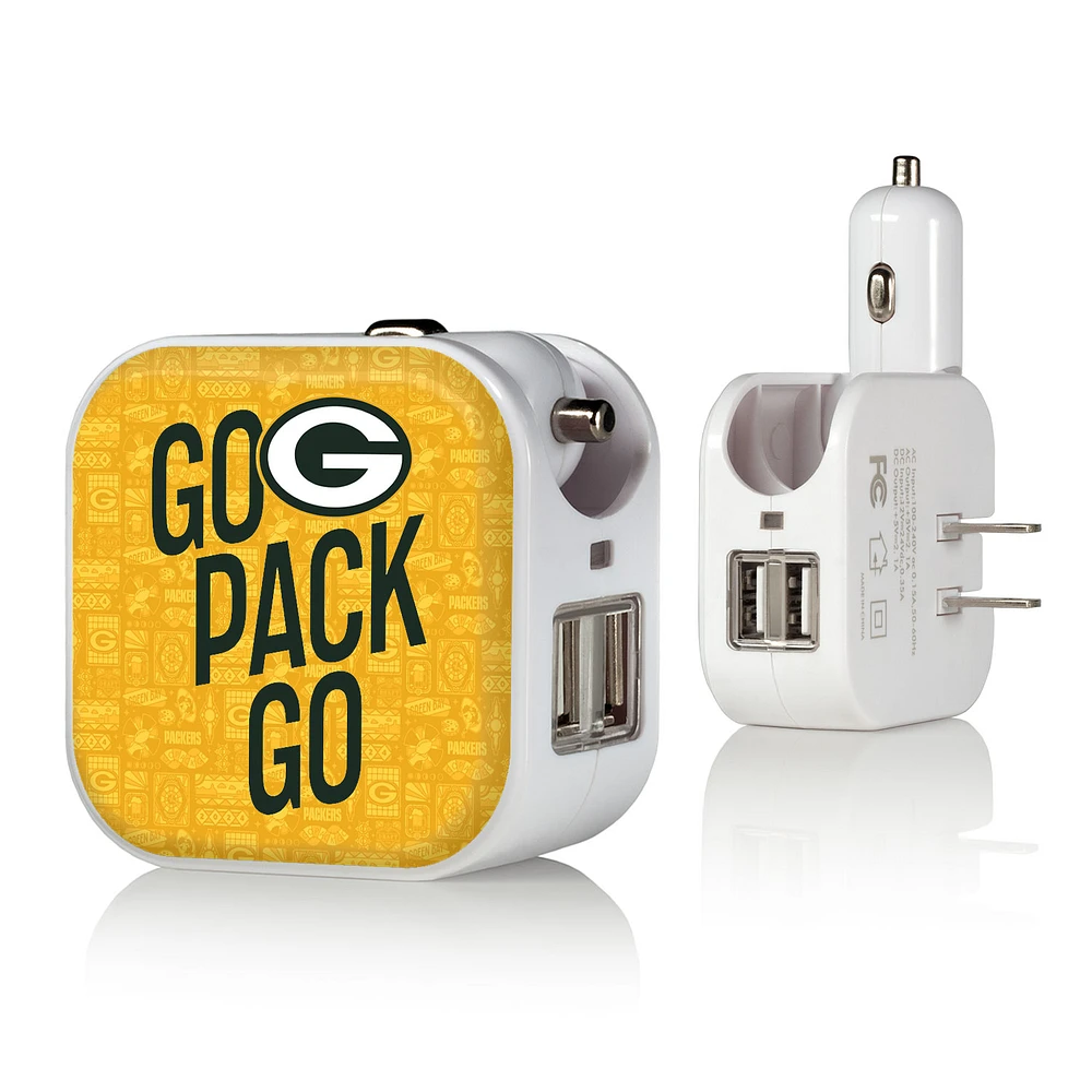 Keyscaper White Green Bay Packers 2-In-1 USB Charger
