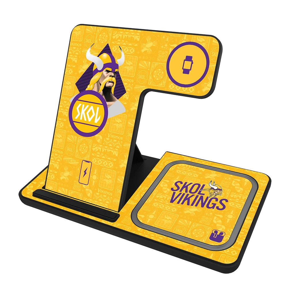 Keyscaper Black Minnesota Vikings 3-in-1 Charging Station