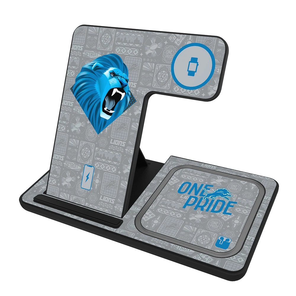Keyscaper Black Detroit Lions 3-in-1 Charging Station