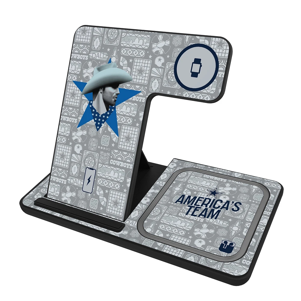 Keyscaper Black Dallas Cowboys 3-in-1 Charging Station