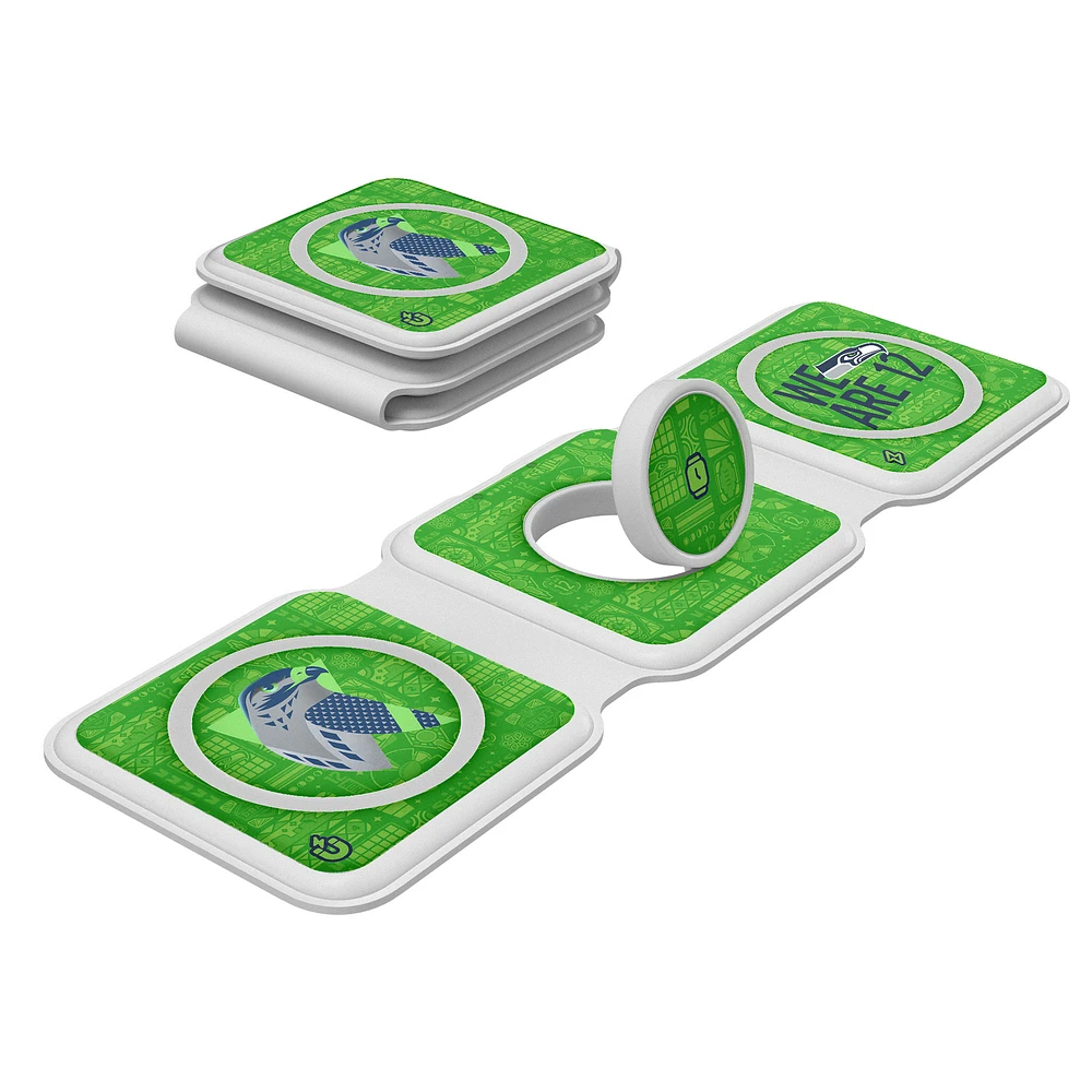 Keyscaper White Seattle Seahawks 3-in-1 Foldable Charger