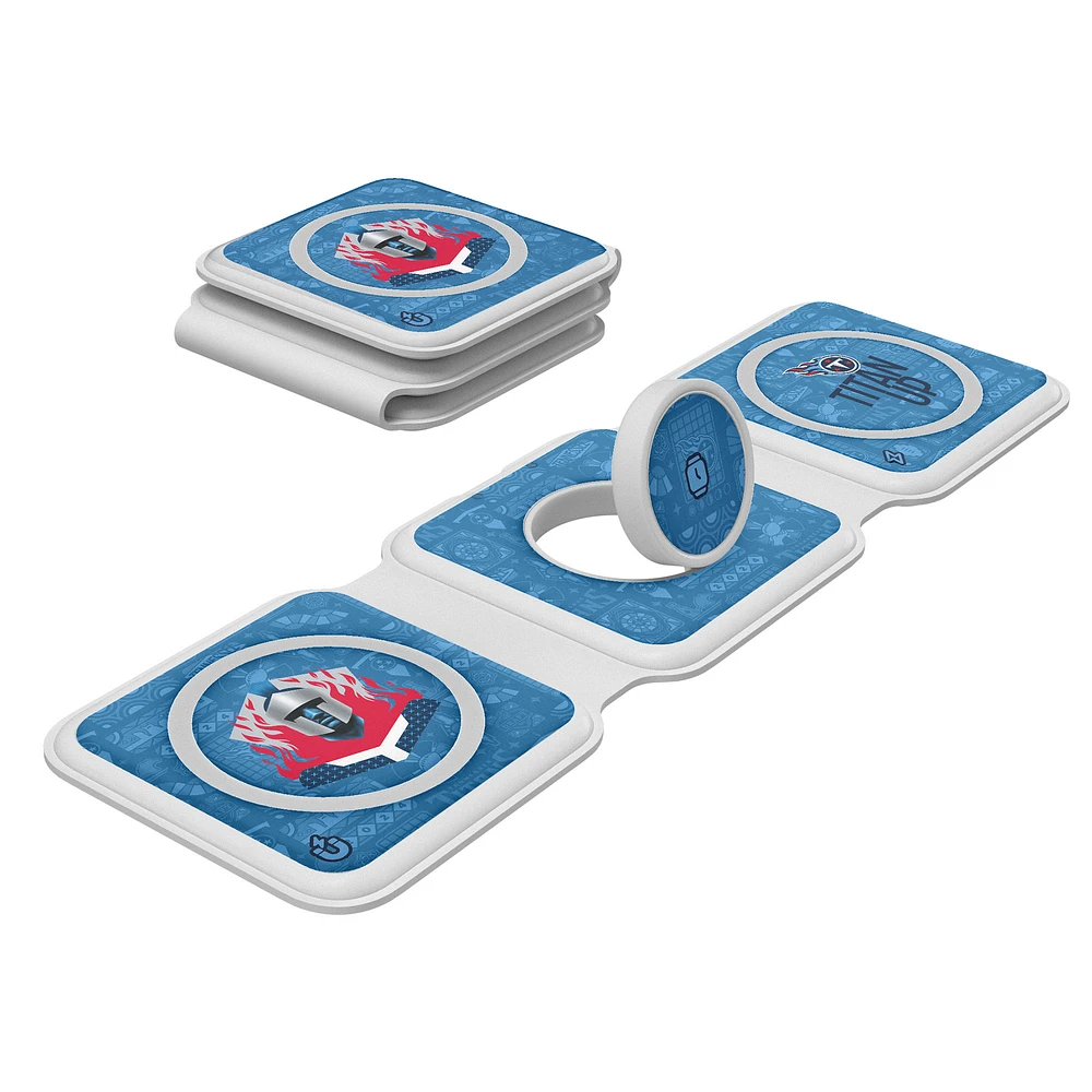 Keyscaper White Tennessee Titans 3-in-1 Foldable Charger