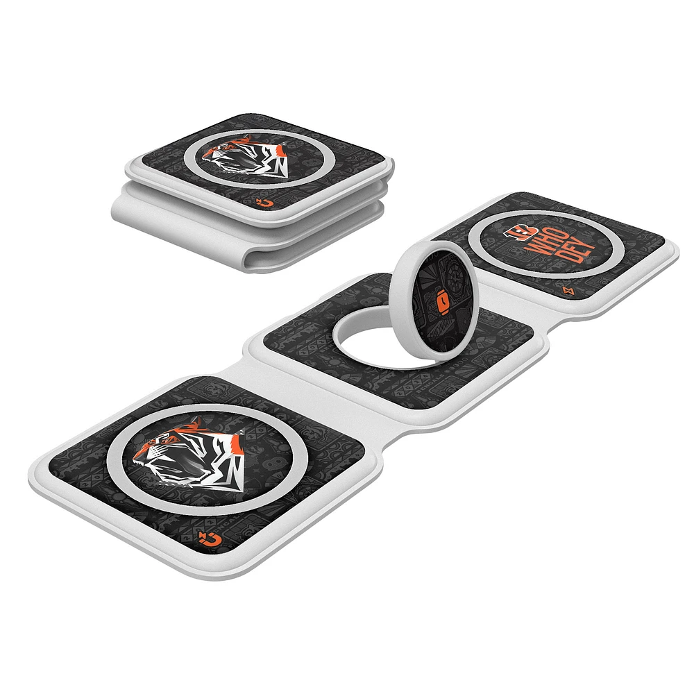 Keyscaper White Cincinnati Bengals 3-in-1 Foldable Charger