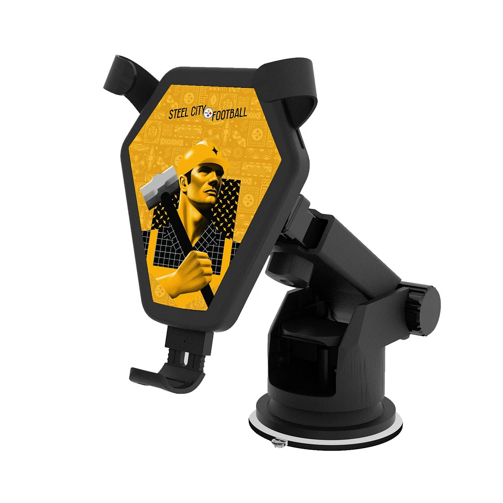 Keyscaper Black Pittsburgh Steelers Wireless Car Charger