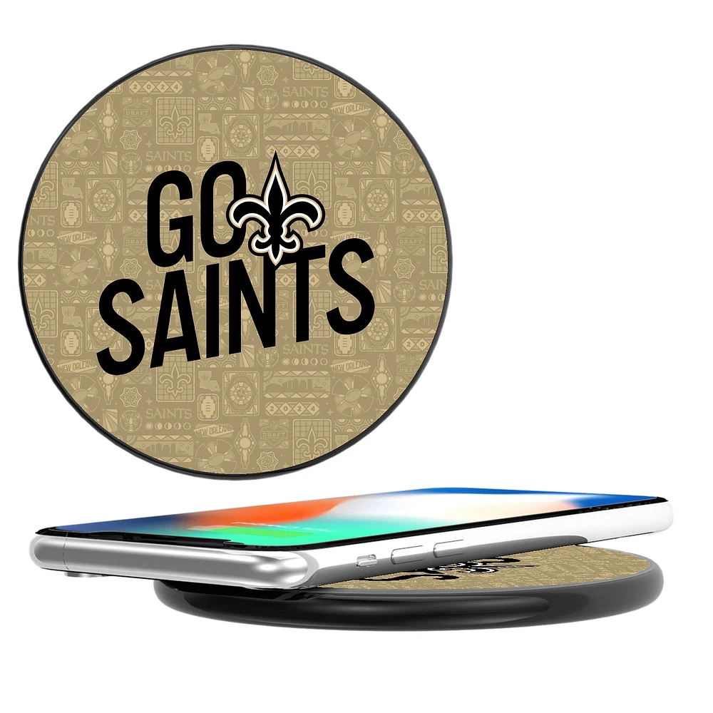 Keyscaper Black New Orleans Saints Illustrated Wireless Charger