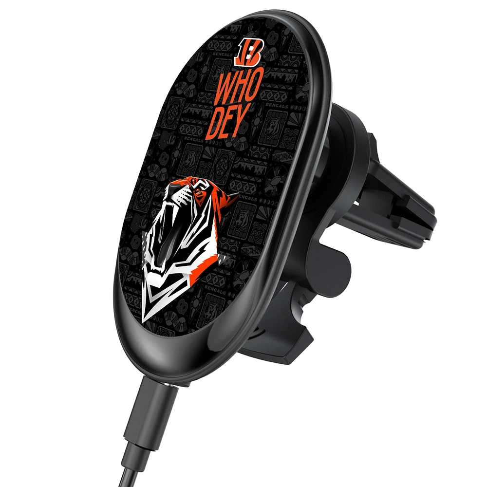 Keyscaper Black Cincinnati Bengals Wireless Magnetic Car Charger