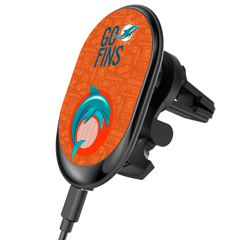 Keyscaper Black Miami Dolphins Wireless Magnetic Car Charger