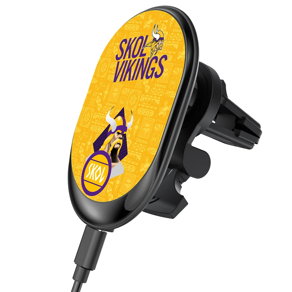 Keyscaper Black Minnesota Vikings Wireless Magnetic Car Charger