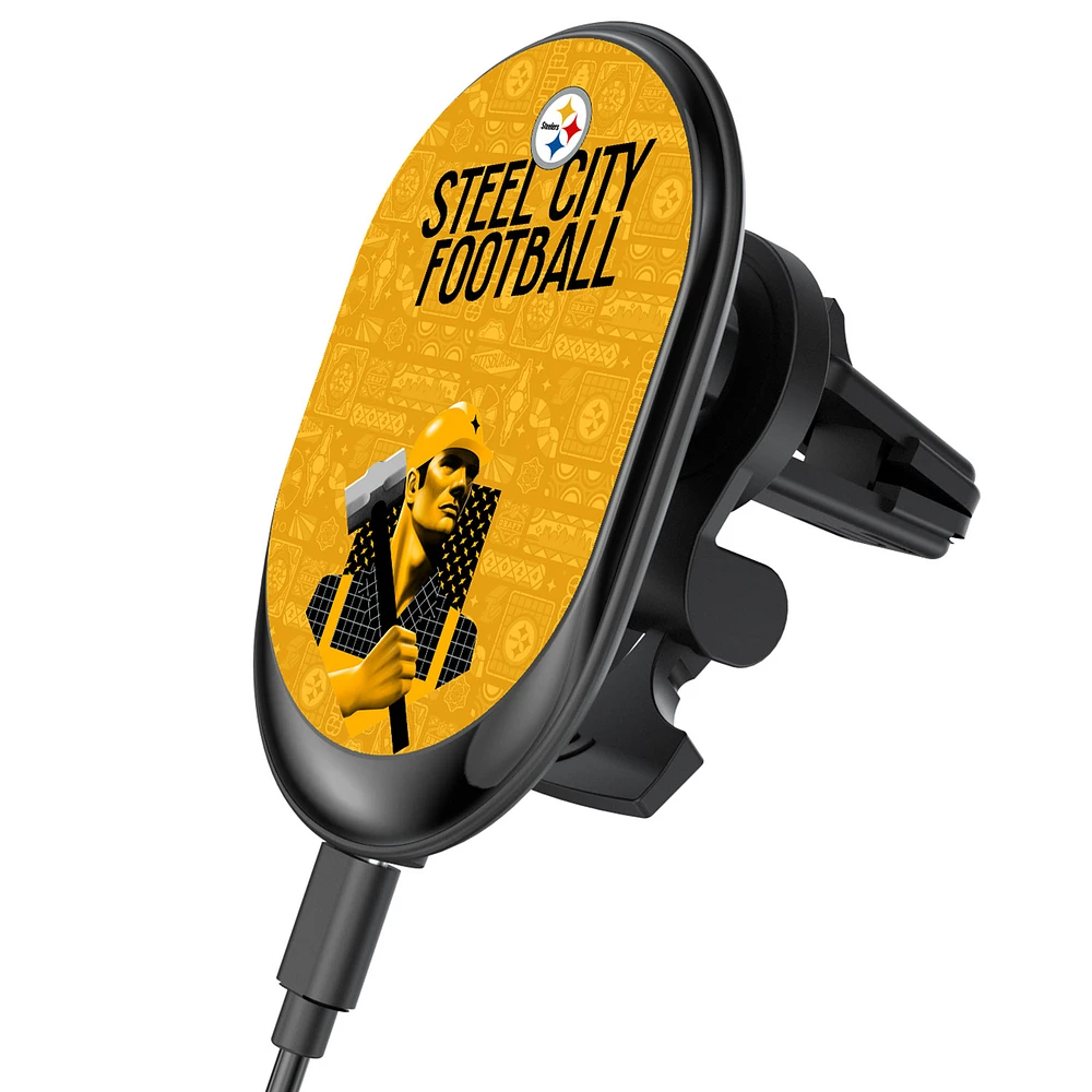 Keyscaper Black Pittsburgh Steelers Wireless Magnetic Car Charger
