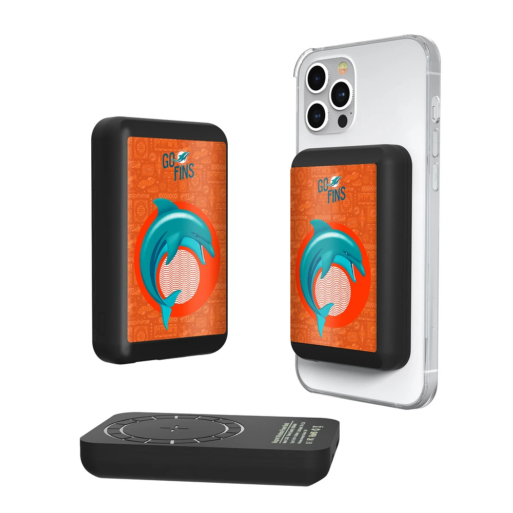 Keyscaper Black Miami Dolphins 5000mAh Wireless Magnetic Power Bank