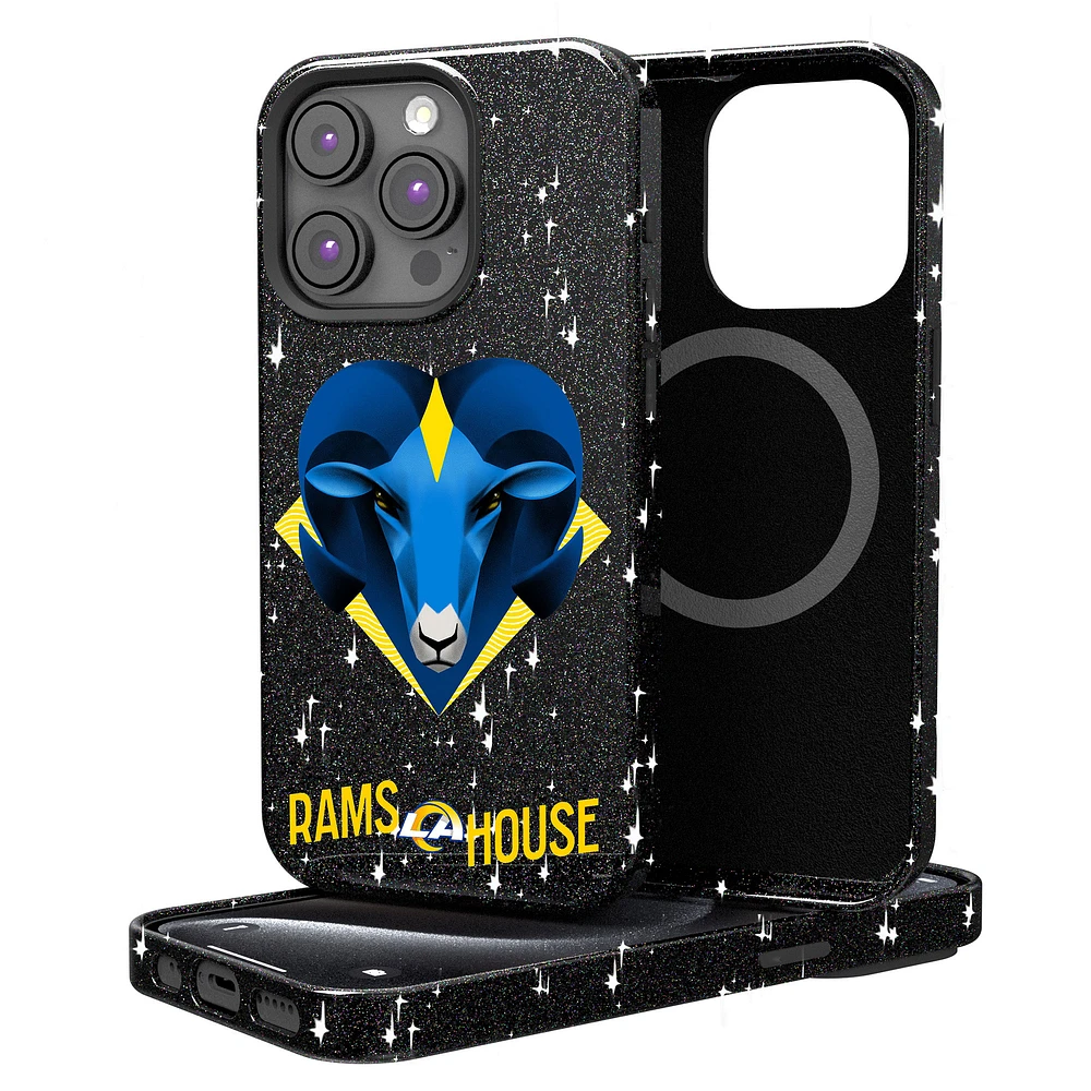 Keyscaper Black Los Angeles Rams 2024 Illustrated Limited Edition Bling iPhone Case