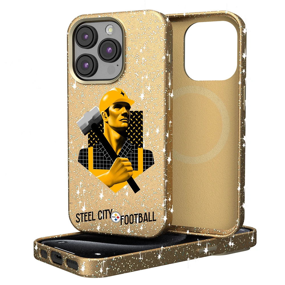 Keyscaper Gold Pittsburgh Steelers 2024 Illustrated Limited Edition Bling iPhone Case