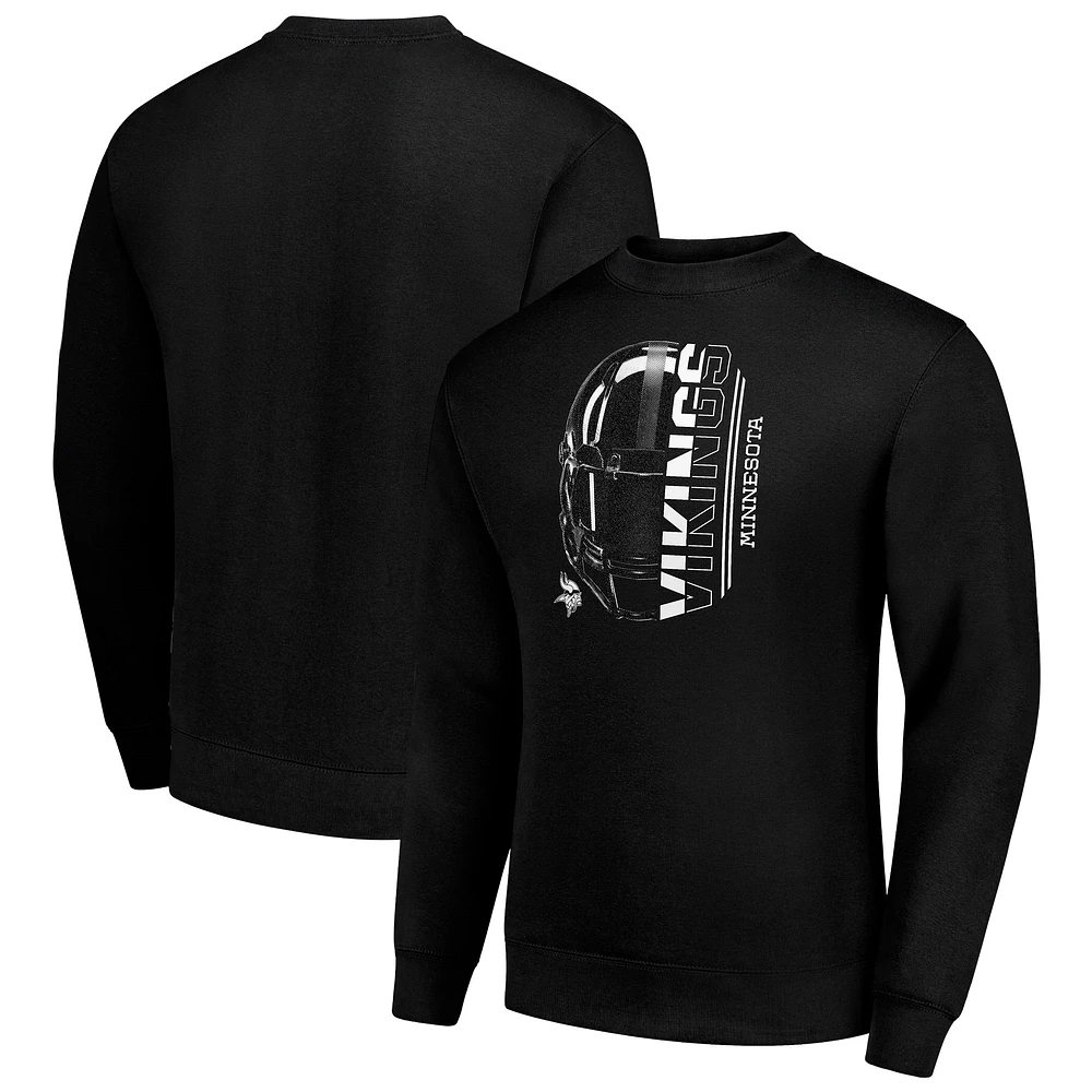 Men's Starter Minnesota Vikings Half Helmet Team Graphic Tri-Blend Fleece Pullover Sweatshirt