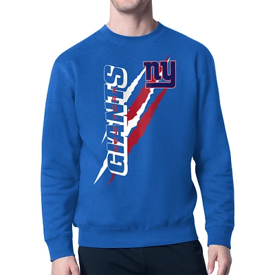 Men's Starter Royal New York Giants Color Scratch Team Graphic Fleece Pullover Sweatshirt