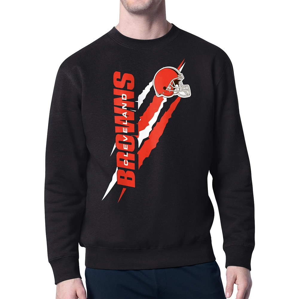 Men's Starter Cleveland Browns Color Scratch Team Graphic Fleece Pullover Sweatshirt