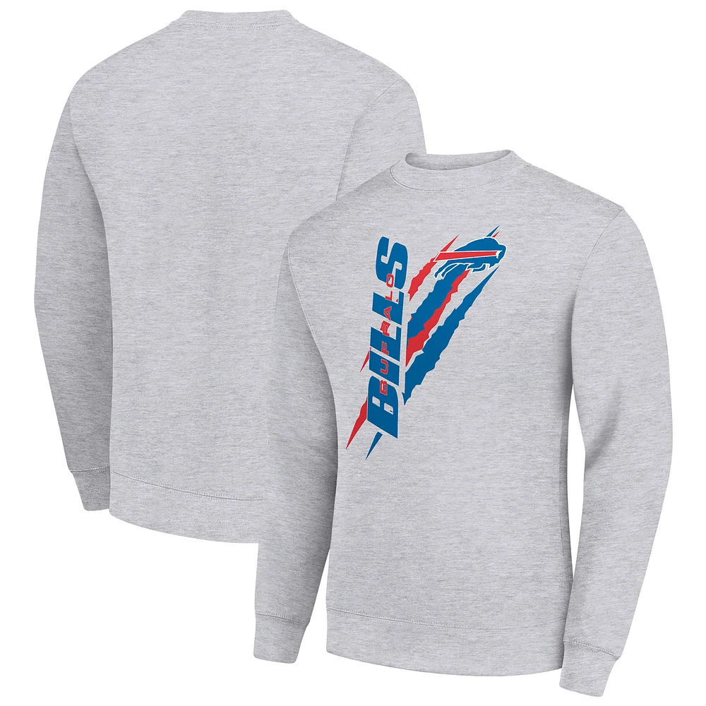 Men's Starter Heather Gray Buffalo Bills Color Scratch Team Graphic Fleece Pullover Sweatshirt