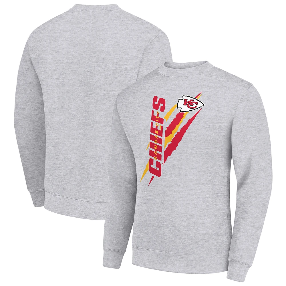 Men's Starter Heather Gray Kansas City Chiefs Color Scratch Team Graphic Fleece Pullover Sweatshirt