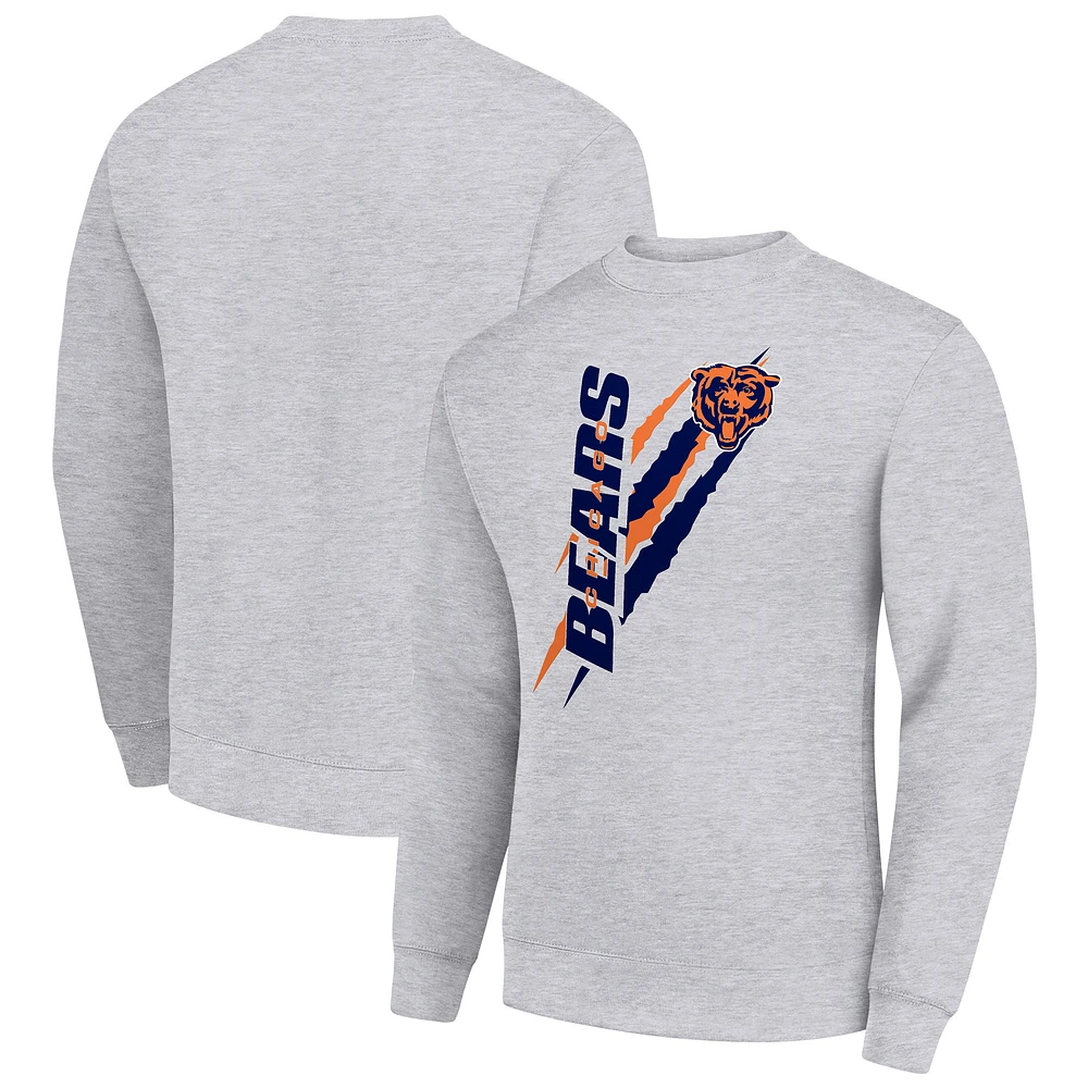 Men's Starter Heather Gray Chicago Bears Color Scratch Team Graphic Fleece Pullover Sweatshirt