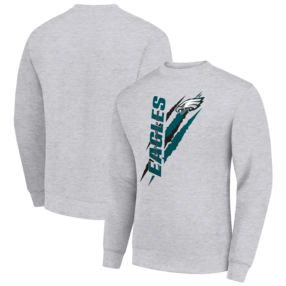 Men's Starter Heather Gray Philadelphia Eagles Color Scratch Team Graphic Fleece Pullover Sweatshirt