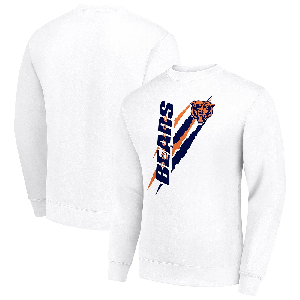 Men's Starter White Chicago Bears Color Scratch Team Graphic Fleece Pullover Sweatshirt