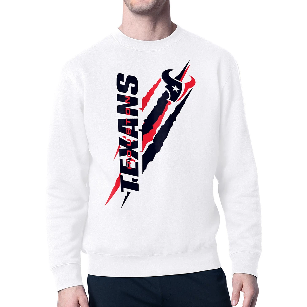 Men's Starter White Houston Texans Color Scratch Team Graphic Fleece Pullover Sweatshirt