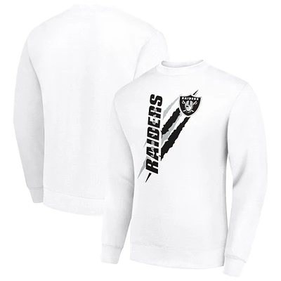 Men's Starter White Las Vegas Raiders Color Scratch Team Graphic Fleece Pullover Sweatshirt