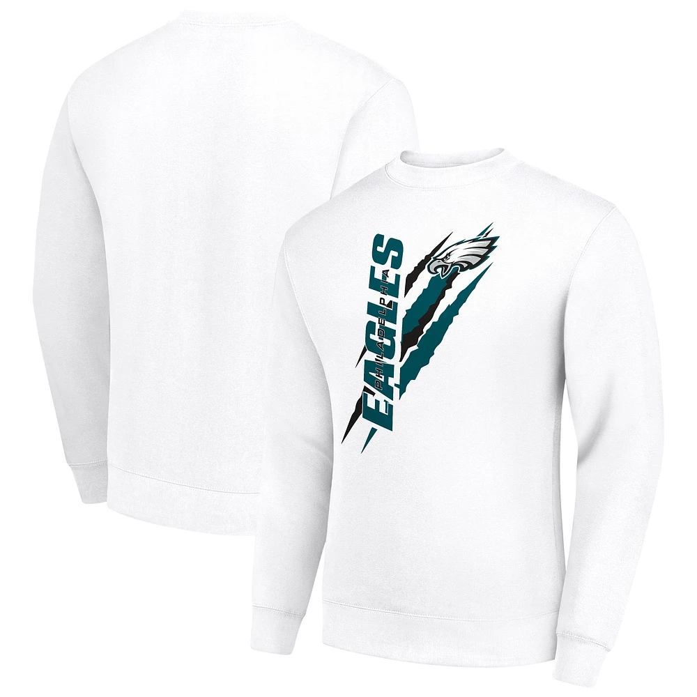 Men's Starter White Philadelphia Eagles Color Scratch Team Graphic Fleece Pullover Sweatshirt