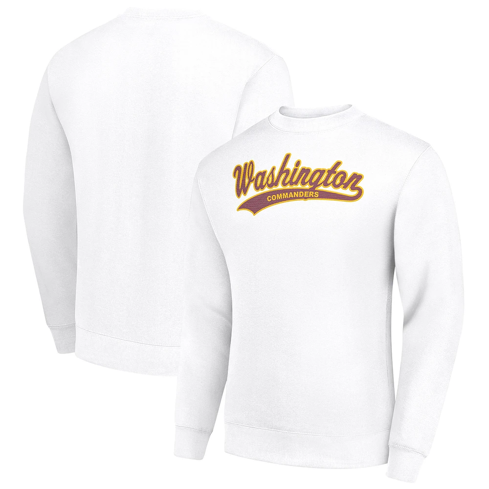 Men's Starter White Washington Commanders Tailsweep Team Graphic Tri-Blend Fleece Pullover Sweatshirt