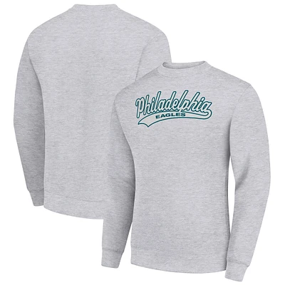 Men's Starter Heather Gray Philadelphia Eagles Tailsweep Team Graphic Tri-Blend Fleece Pullover Sweatshirt
