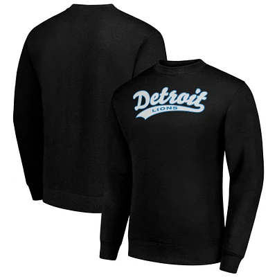 Men's Starter Black Detroit Lions Tailsweep Team Graphic Fleece Pullover Sweatshirt