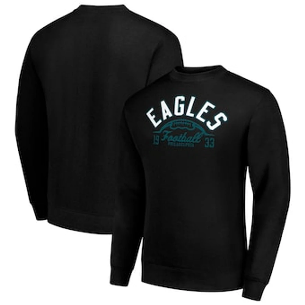 Men's Starter Philadelphia Eagles Half Ball Team Graphic Tri-Blend Fleece Pullover Sweatshirt