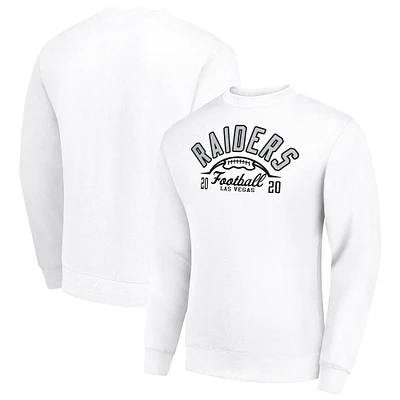 Men's Starter White Las Vegas Raiders Half Ball Team Graphic Fleece Pullover Sweatshirt