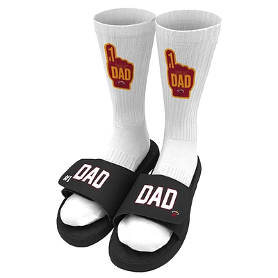 Unisex ISlide Black Miami Heat #1 Dad Socks & Slide Sandals Bundle