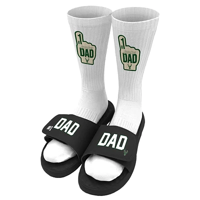 Unisex ISlide Black Milwaukee Bucks #1 Dad Socks & Slide Sandals Bundle