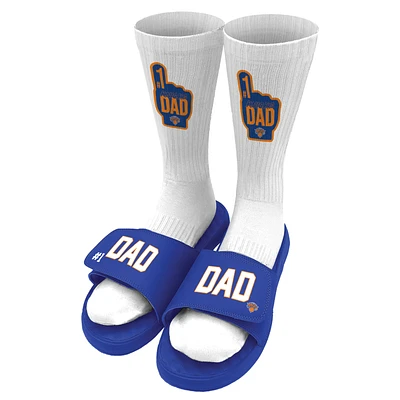 Unisex ISlide Blue New York Knicks #1 Dad Socks & Slide Sandals Bundle