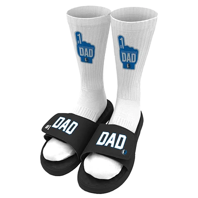 Unisex ISlide Black Dallas Mavericks #1 Dad Socks & Slide Sandals Bundle