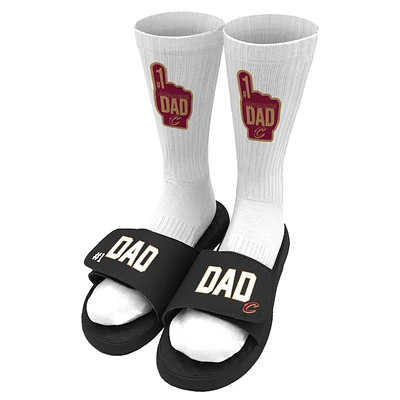 Unisex ISlide Black Cleveland Cavaliers #1 Dad Socks & Slide Sandals Bundle