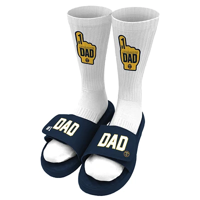 Unisex ISlide Navy Denver Nuggets #1 Dad Socks & Slide Sandals Bundle