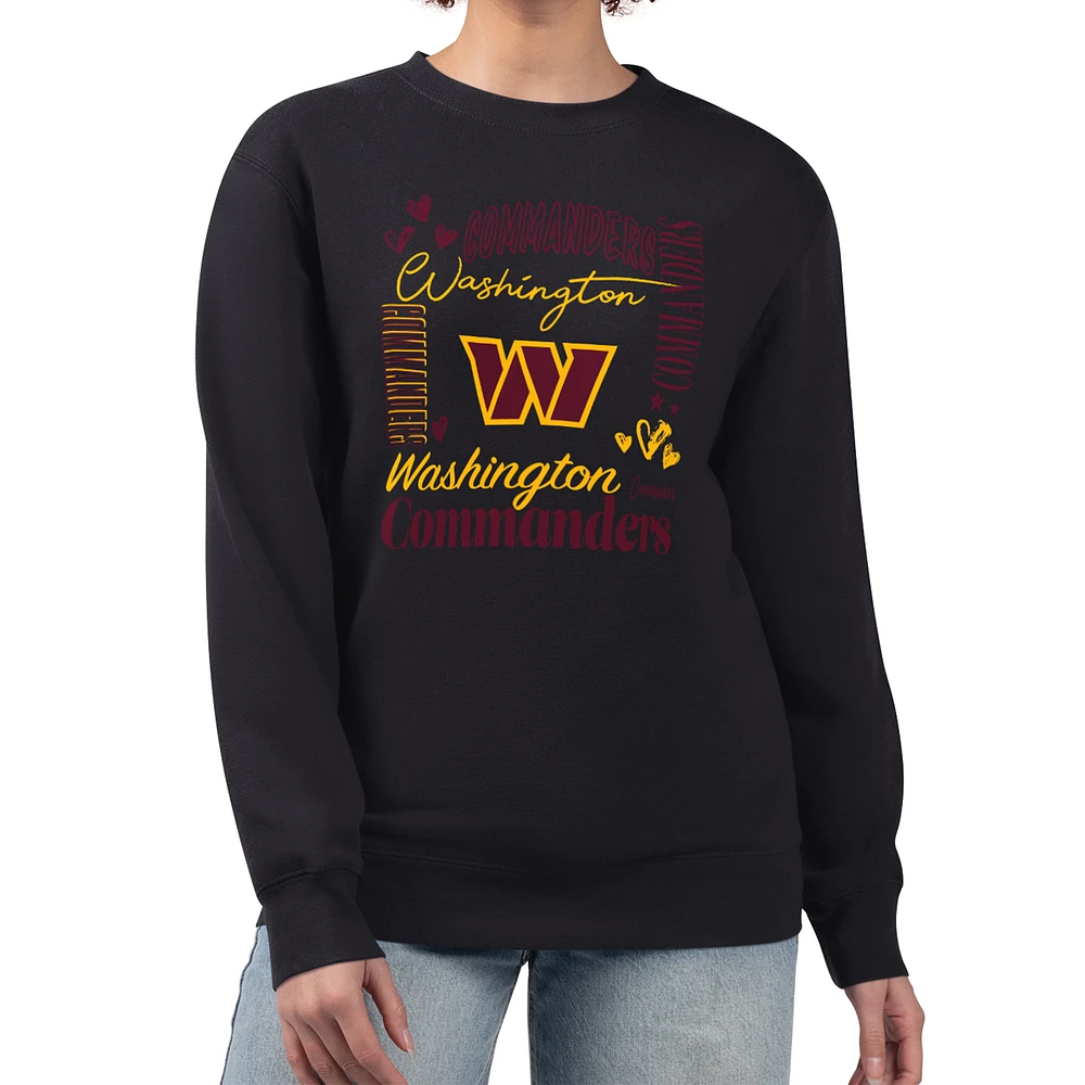 Women's G-III 4Her by Carl Banks Black Washington Commanders Collage Graphic Fleece Pullover Sweatshirt