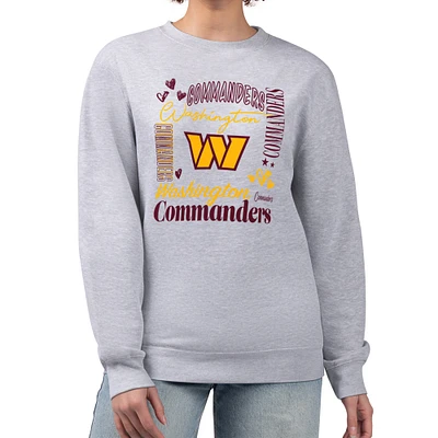 Women's G-III 4Her by Carl Banks Heather Gray Washington Commanders Collage Graphic Fleece Pullover Sweatshirt
