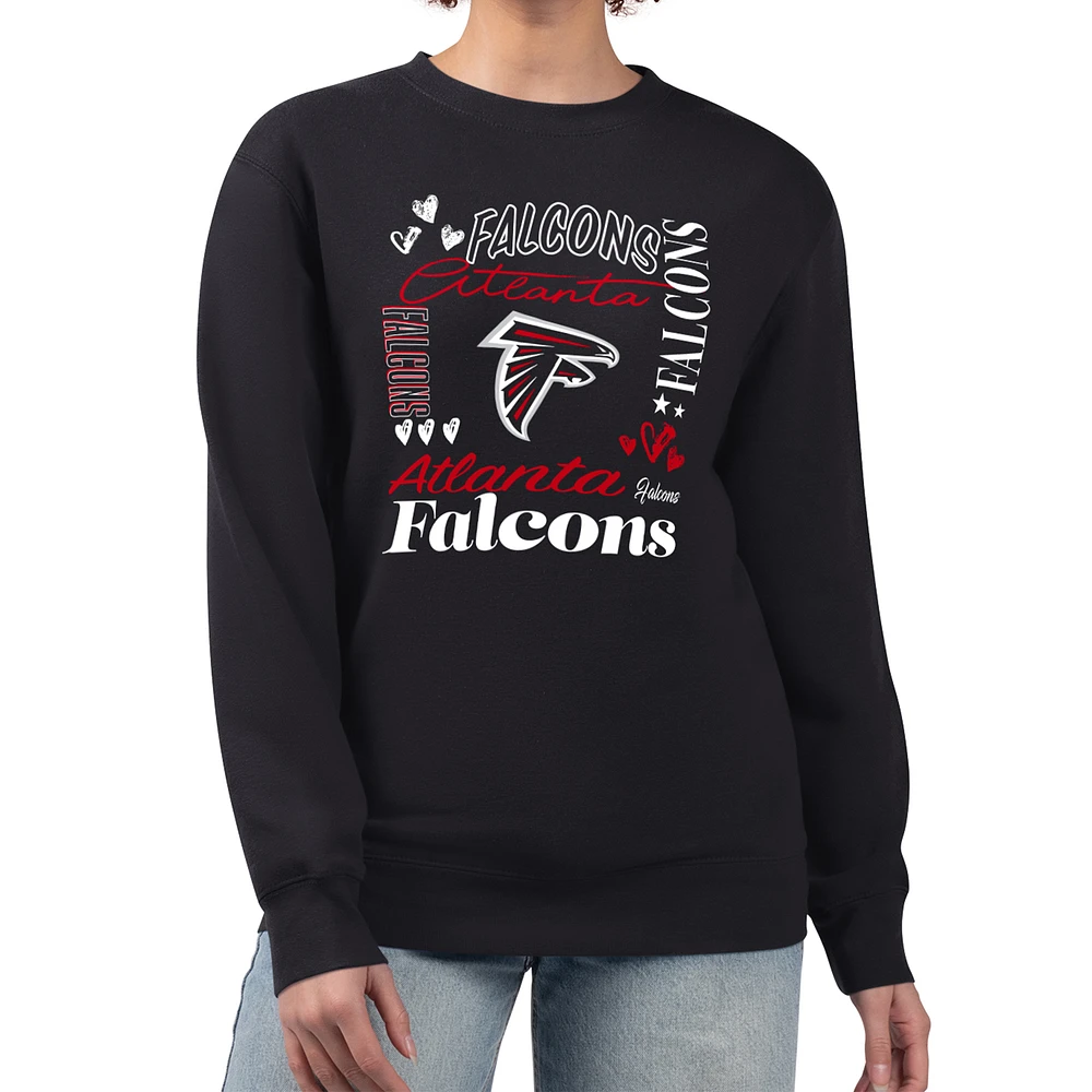 Women's G-III 4Her by Carl Banks Black Atlanta Falcons Collage Graphic Fleece Pullover Sweatshirt