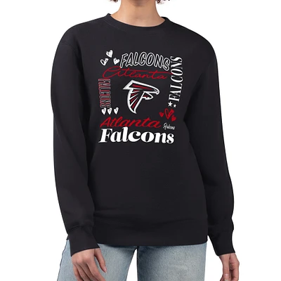 Women's G-III 4Her by Carl Banks Black Atlanta Falcons Collage Graphic Fleece Pullover Sweatshirt