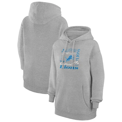 Women's G-III 4Her by Carl Banks Heather Gray Detroit Lions Collage Graphic Fleece Pullover Hoodie