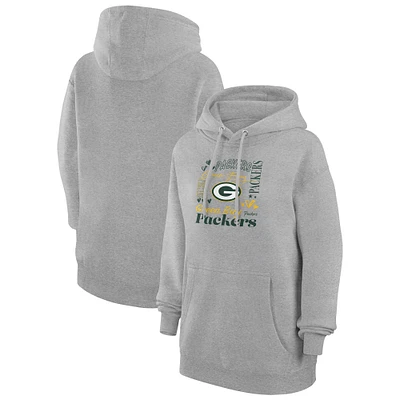 Women's G-III 4Her by Carl Banks Heather Gray Green Bay Packers Collage Graphic Fleece Pullover Hoodie