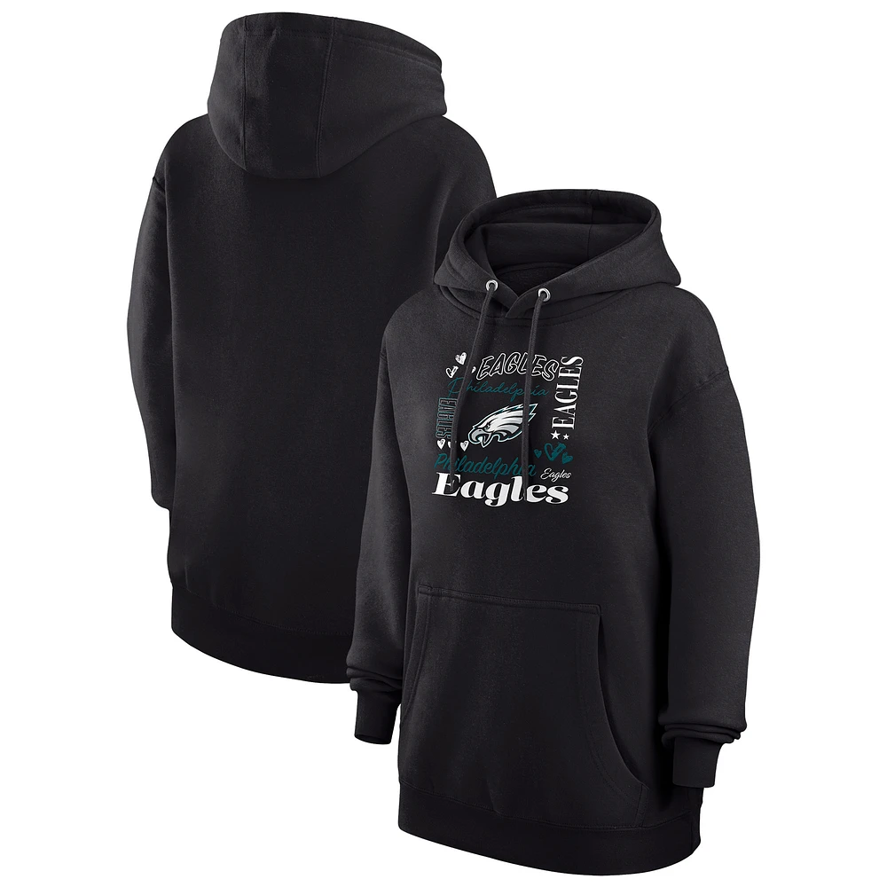 Women's G-III 4Her by Carl Banks Black Philadelphia Eagles Collage Graphic Fleece Pullover Hoodie