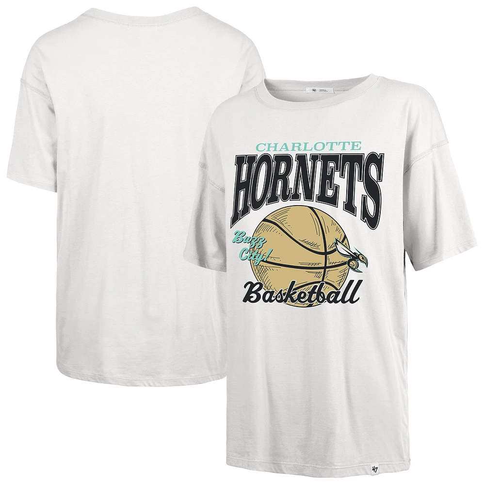 Women's '47 White Charlotte Hornets City Edition Down Court Sadie T-Shirt