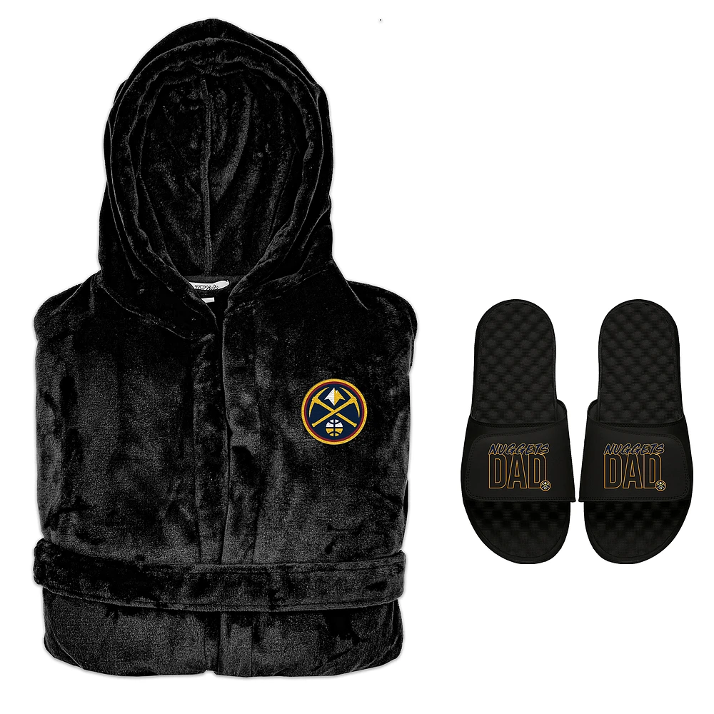 Men's ISlide Denver Nuggets Dad Robe & Slide Sandals Bundle